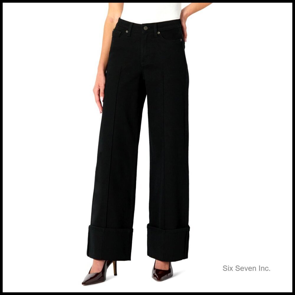 High-Rise Wide Leg Cuffed Jeans Vintage Denim Y2K Retro Chic Minimal Style